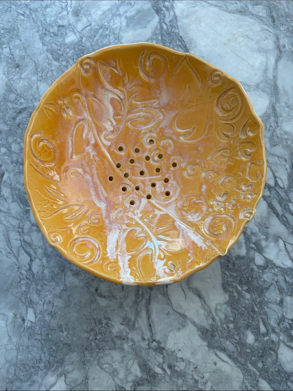Handcrafted Yellow Ceramic Berry Bowl